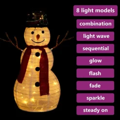 Decoración navideña Muñeco de nieve 60 LED 8 modos blanco