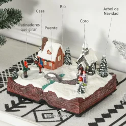 Decoración navideña Pueblo Homcom luces LED multicolor 15x23x18 cm