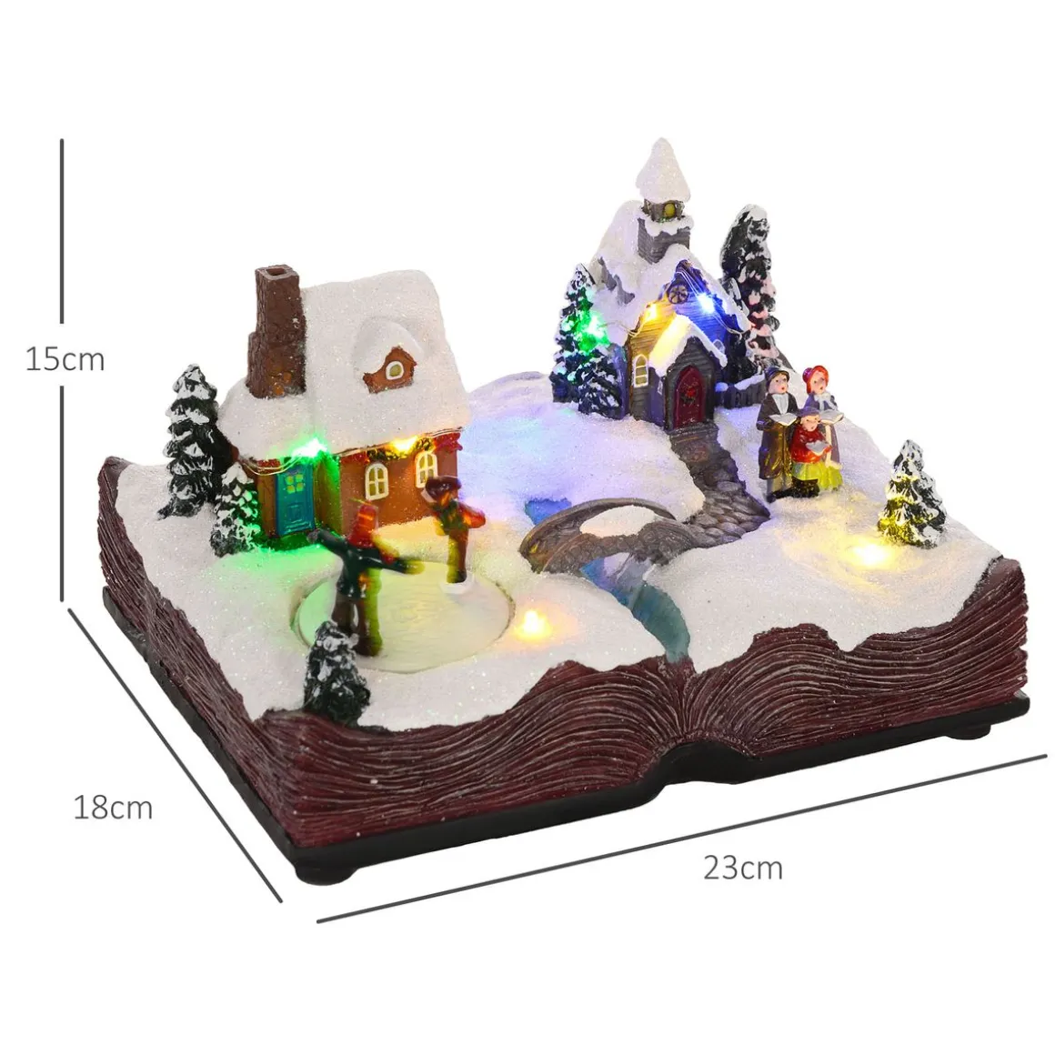 Decoración navideña Pueblo Homcom luces LED multicolor 15x23x18 cm