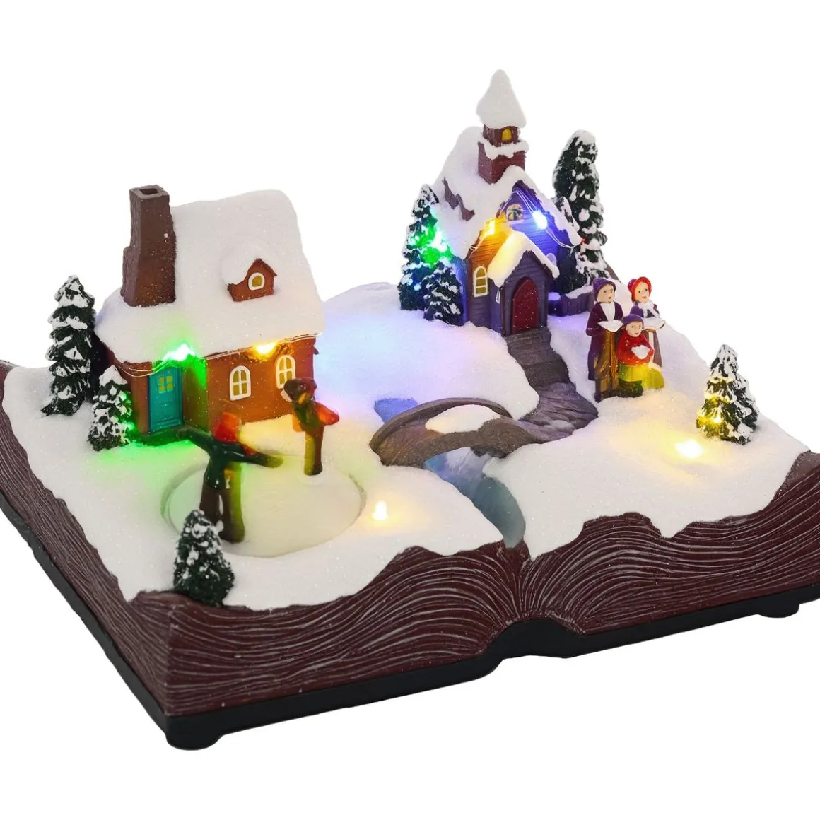 Decoración navideña Pueblo Homcom luces LED multicolor 15x23x18 cm