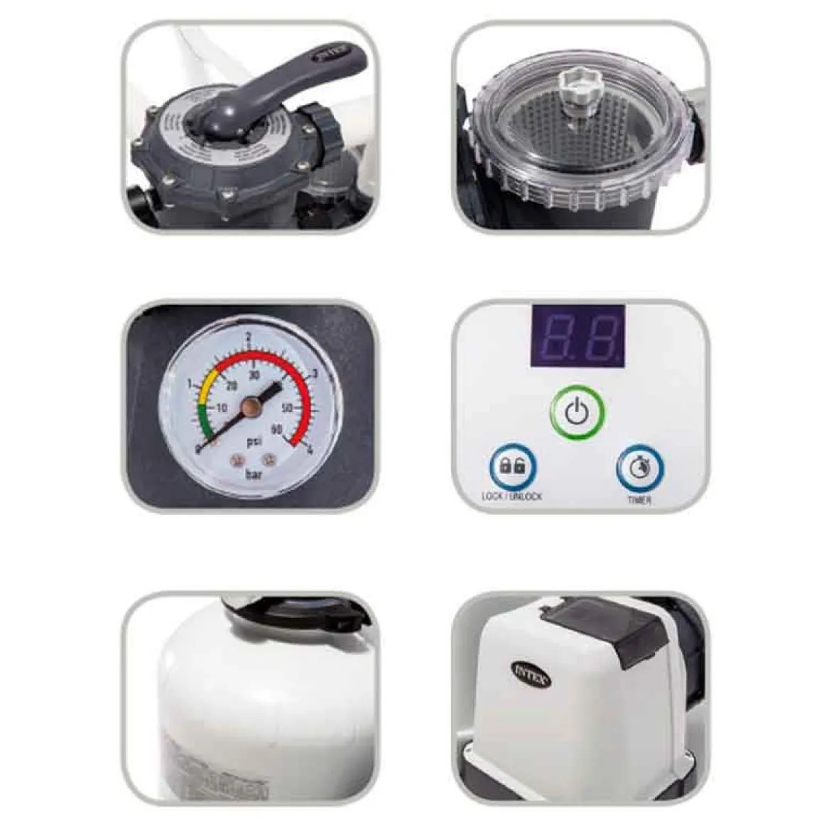 Depuradora de arena Intex 12000L/horas 550W 6 funciones programador 24 horas