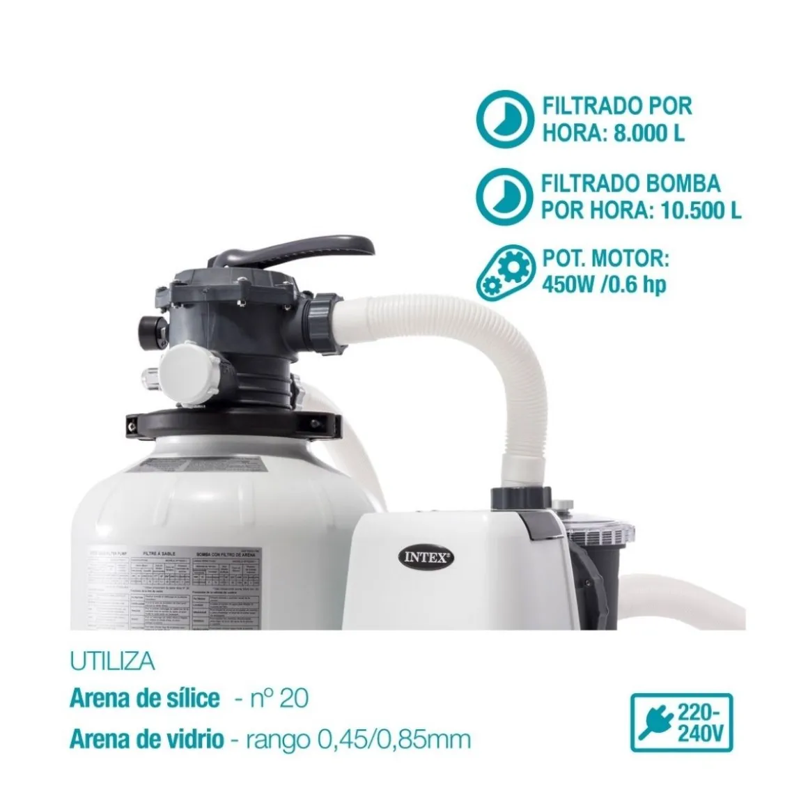 Depuradora de arena Intex SX2800 10500L/h blanco/negro