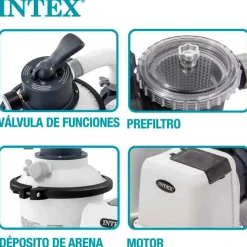 Depuradora de arena Krystal Clear Intex 3500L/h 90W con temporizador gris