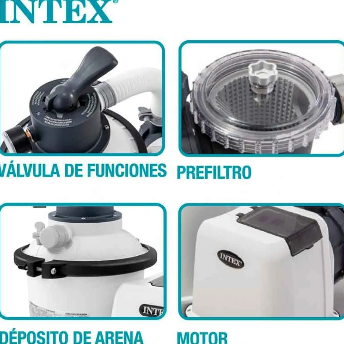 Depuradora de arena Krystal Clear Intex 3500L/h 90W con temporizador gris