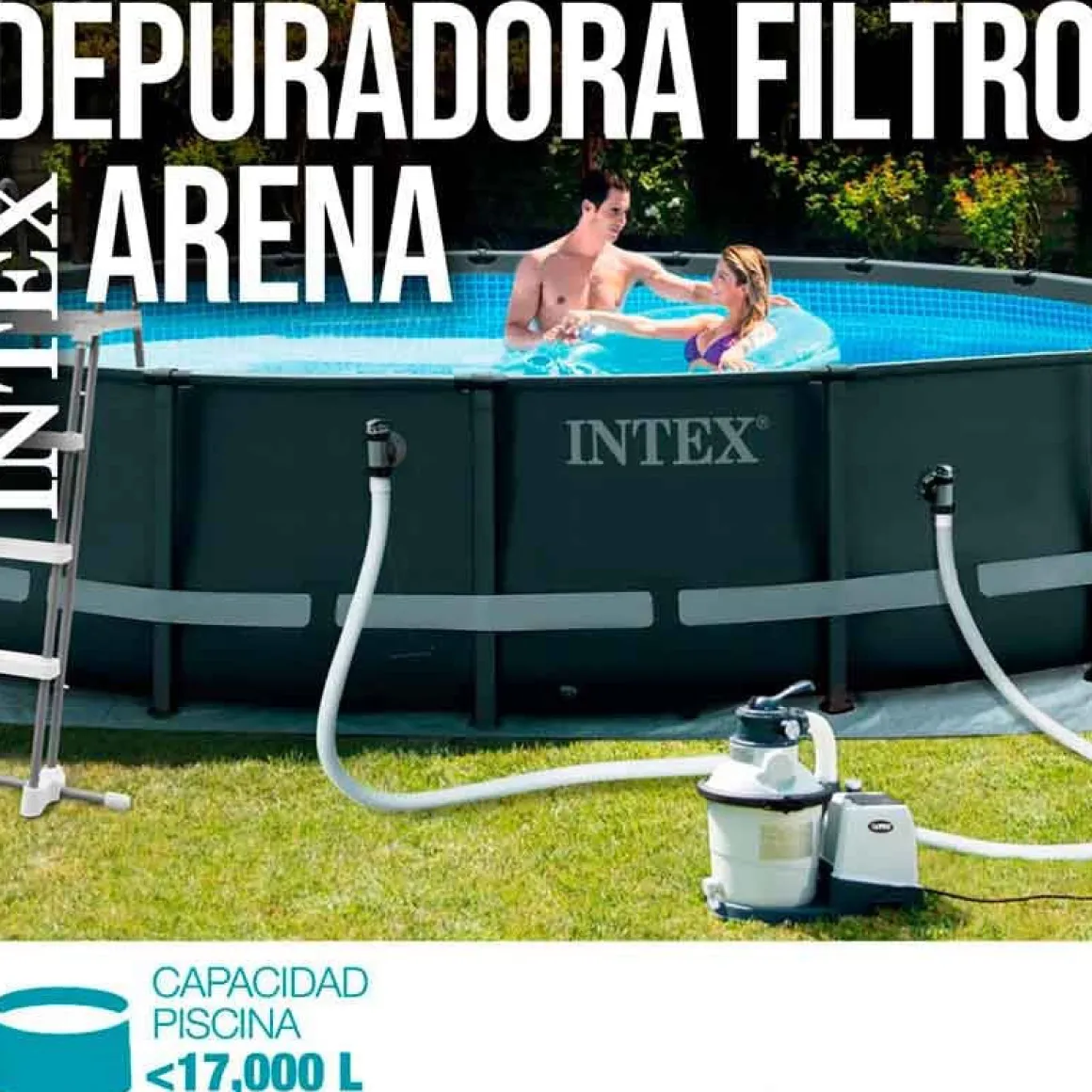 Depuradora de arena Krystal Clear Intex 3500L/h 90W con temporizador gris