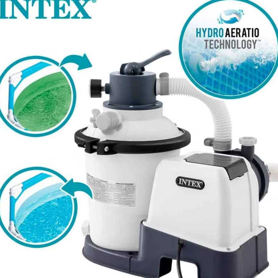 Depuradora de arena Krystal Clear Intex 3500L/h 90W con temporizador gris