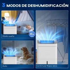 Deshumidificador eléctrico Green Homcom 35L 2 velocidades blanco 52,2x35,5x28 cm