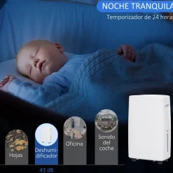Deshumidificador eléctrico Homcom 12L 4 modos 2 velocidades blanco 49x29x18 cm