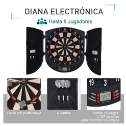 Diana electrónica Homcom 6 dardos con marcador pantalla LCD negro