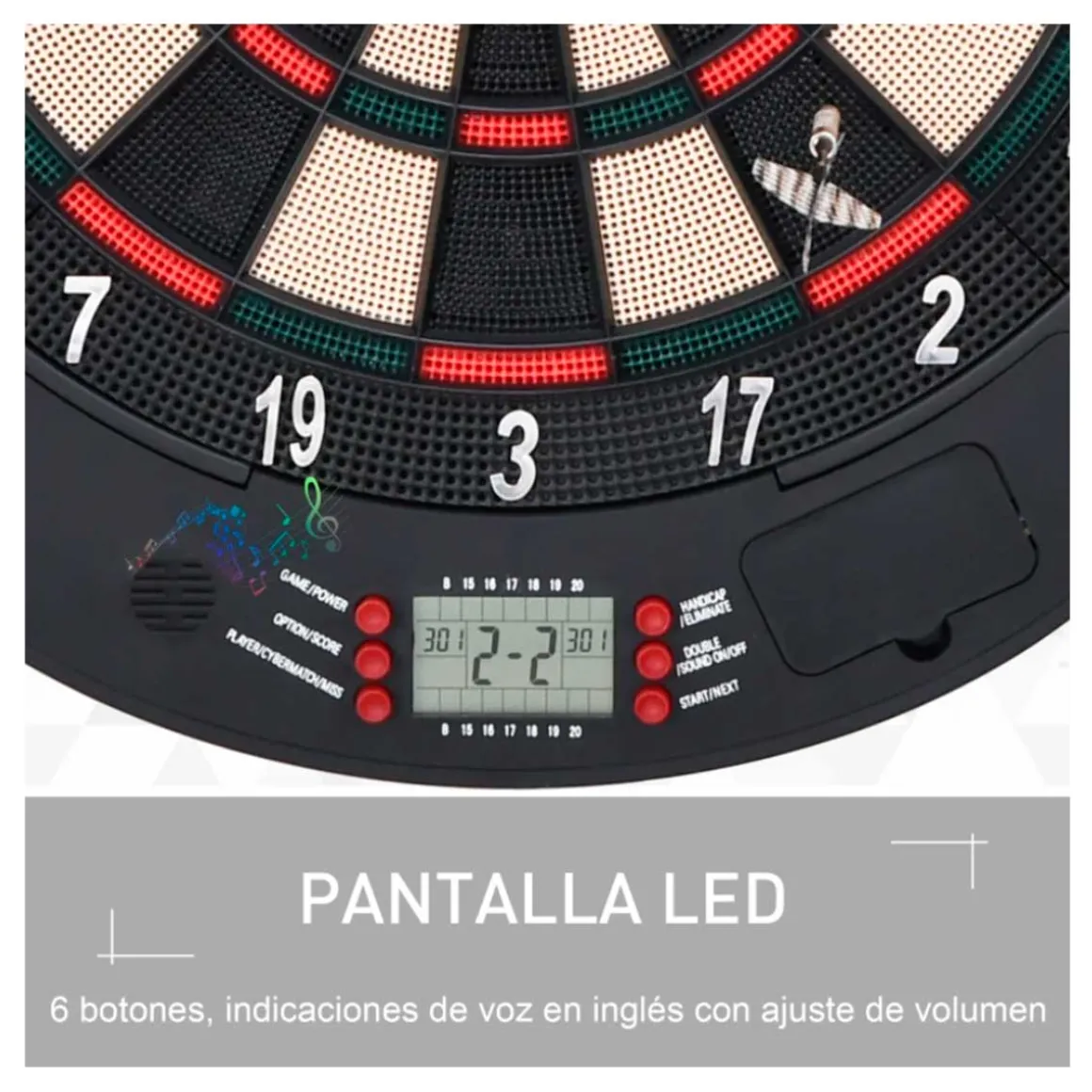 Diana electrónica Homcom 6 dardos con marcador pantalla LCD negro