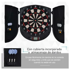 Diana electrónica Homcom 6 dardos con marcador pantalla LCD negro