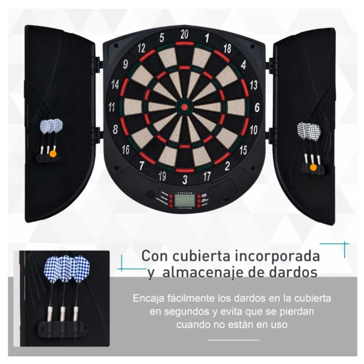 Diana electrónica Homcom 6 dardos con marcador pantalla LCD negro