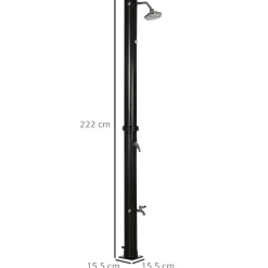 Ducha solar de jardín Outsunny con cabezal negro 222 cm