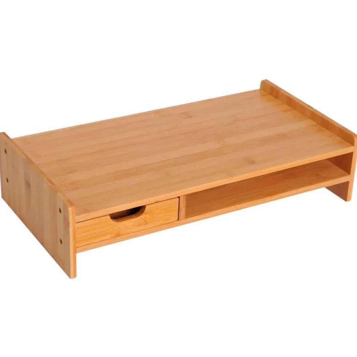 Elevador de pantalla Homcom con cajón+hueco abierto bambú natural 11,5x49x25,5 cm