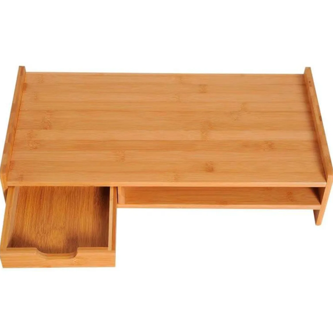 Elevador de pantalla Homcom con cajón+hueco abierto bambú natural 11,5x49x25,5 cm