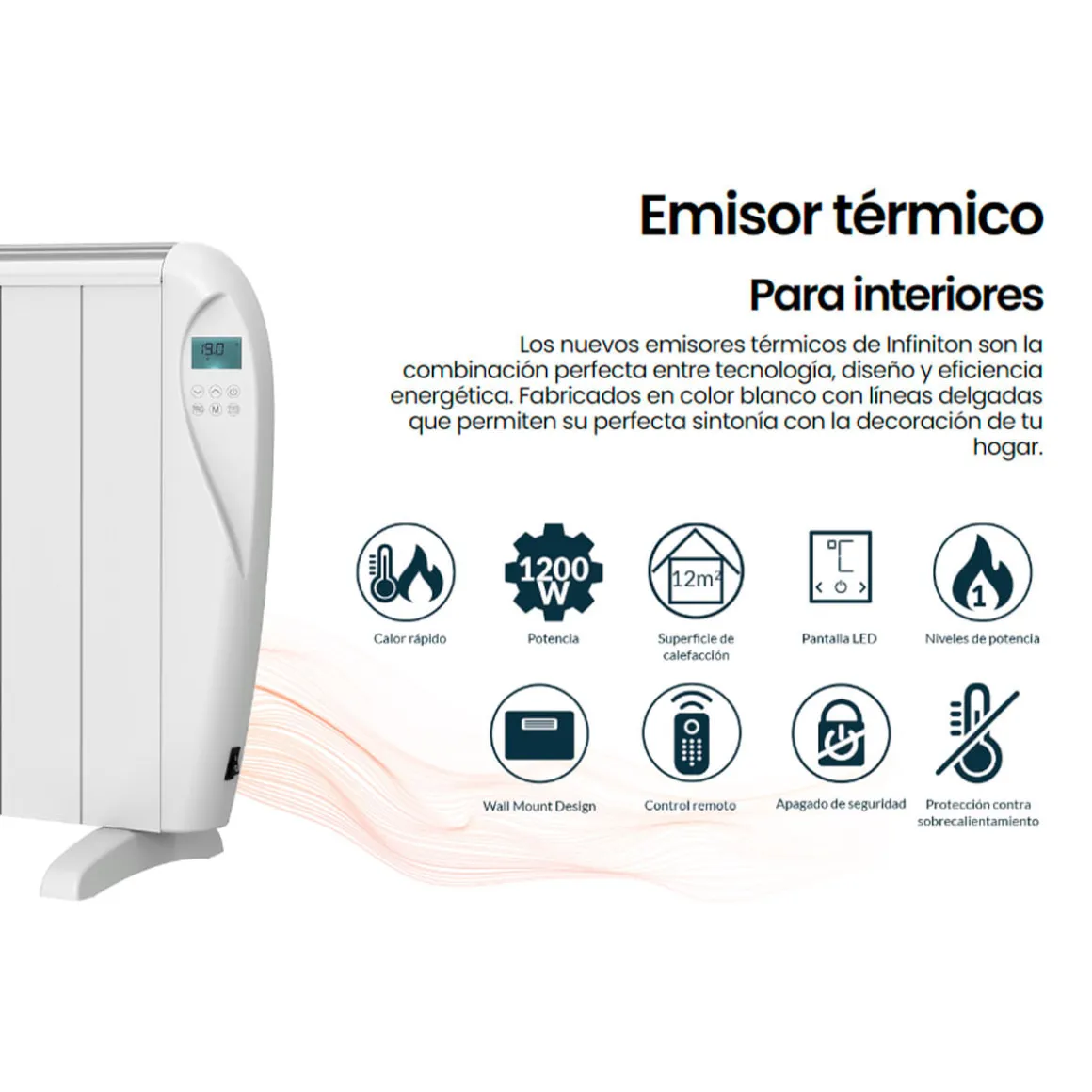 Emisor térmico Infiniton HD-ET12 1200W 6 programas mando a distancia blanco