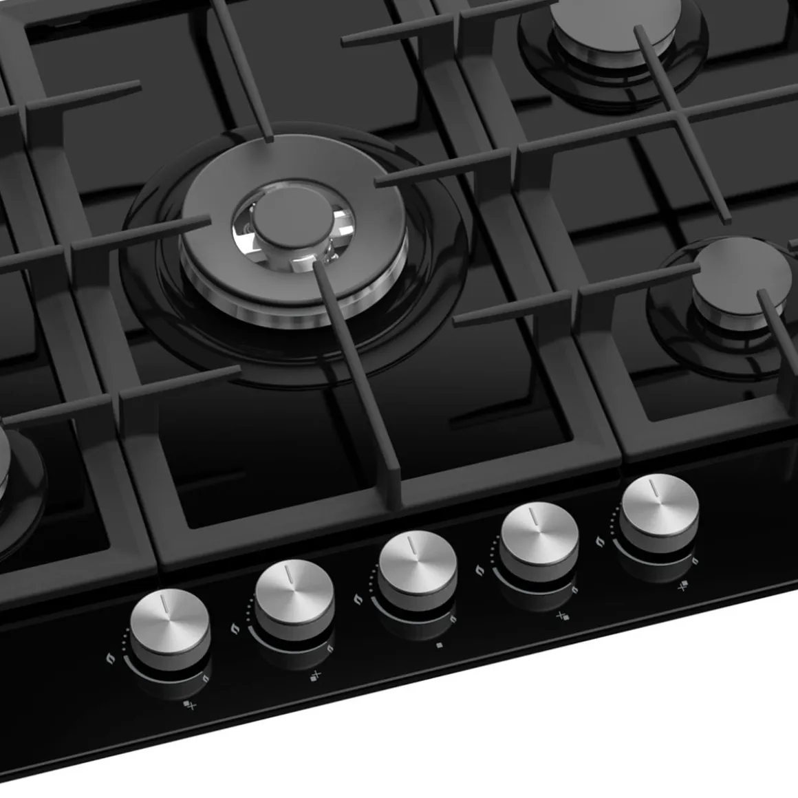 Encimera de gas Infiniton 78GLN52 5 fuegos 11700W encendido electrónico cristal negro 70 cm