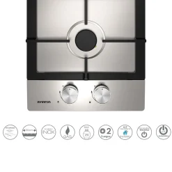Encimera de gas Infiniton GAS-IX02 4300W 2 fuegos inox 30 cm