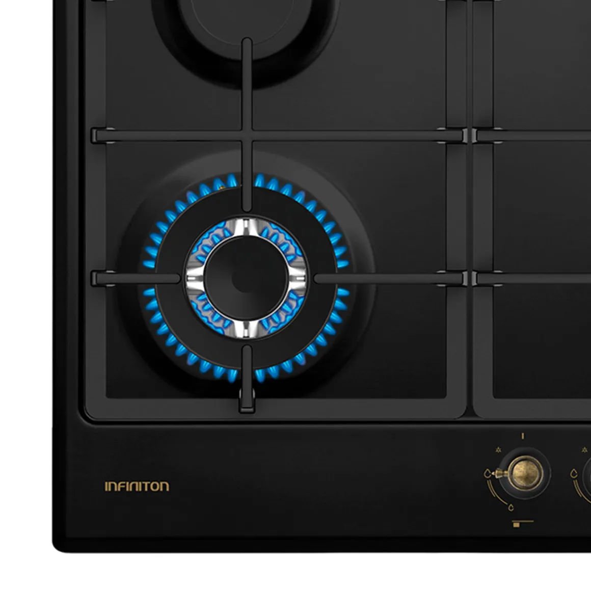 Encimera de gas Infiniton GAS41RO 8000W 4 fuegos acabado rústico negro/dorado 58 cm