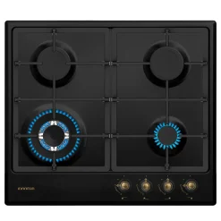 Encimera de gas Infiniton GAS41RO 8000W 4 fuegos acabado rústico negro/dorado 58 cm