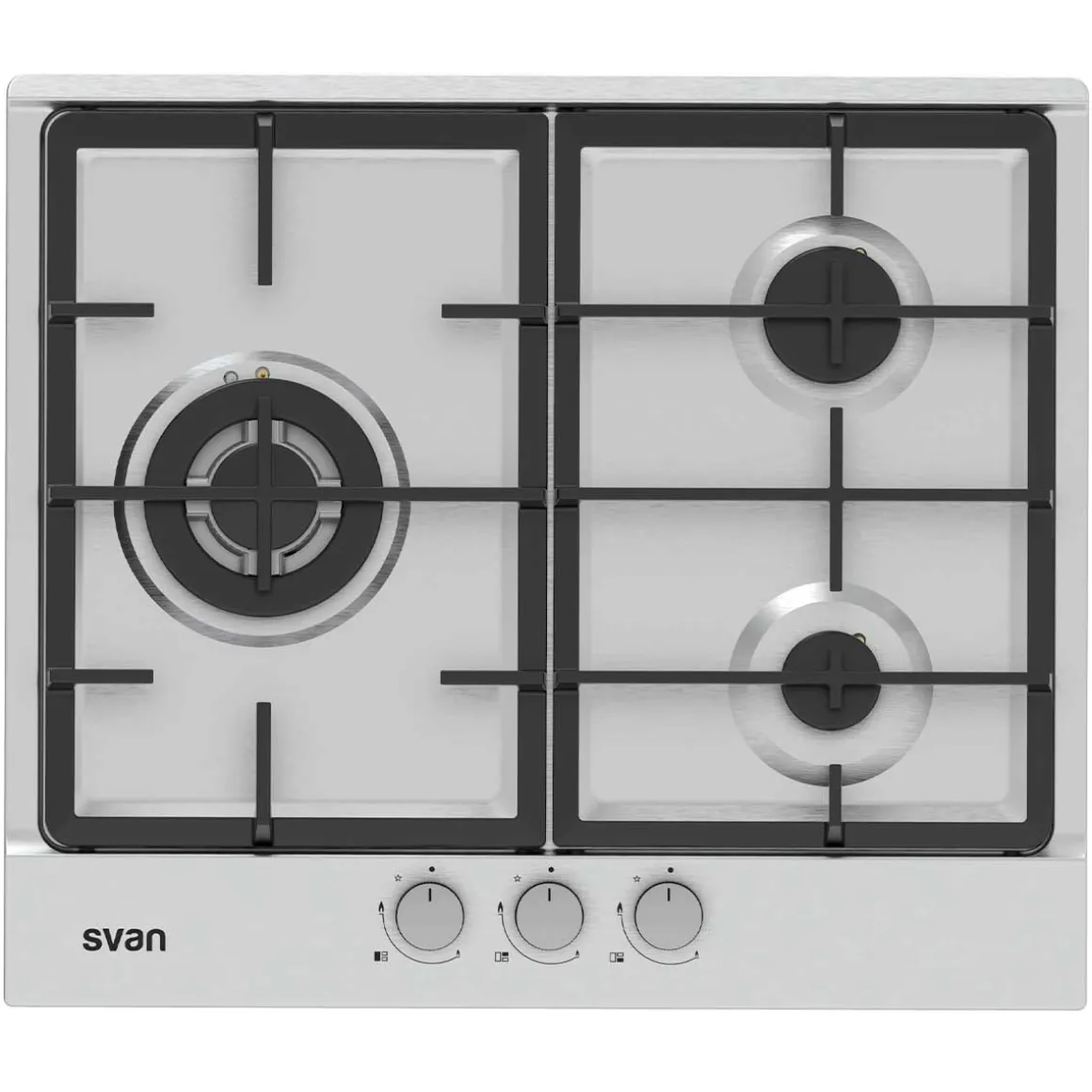 Encimera de gas Svan SGW3600X 3 fuegos 6750W inox 59 cm