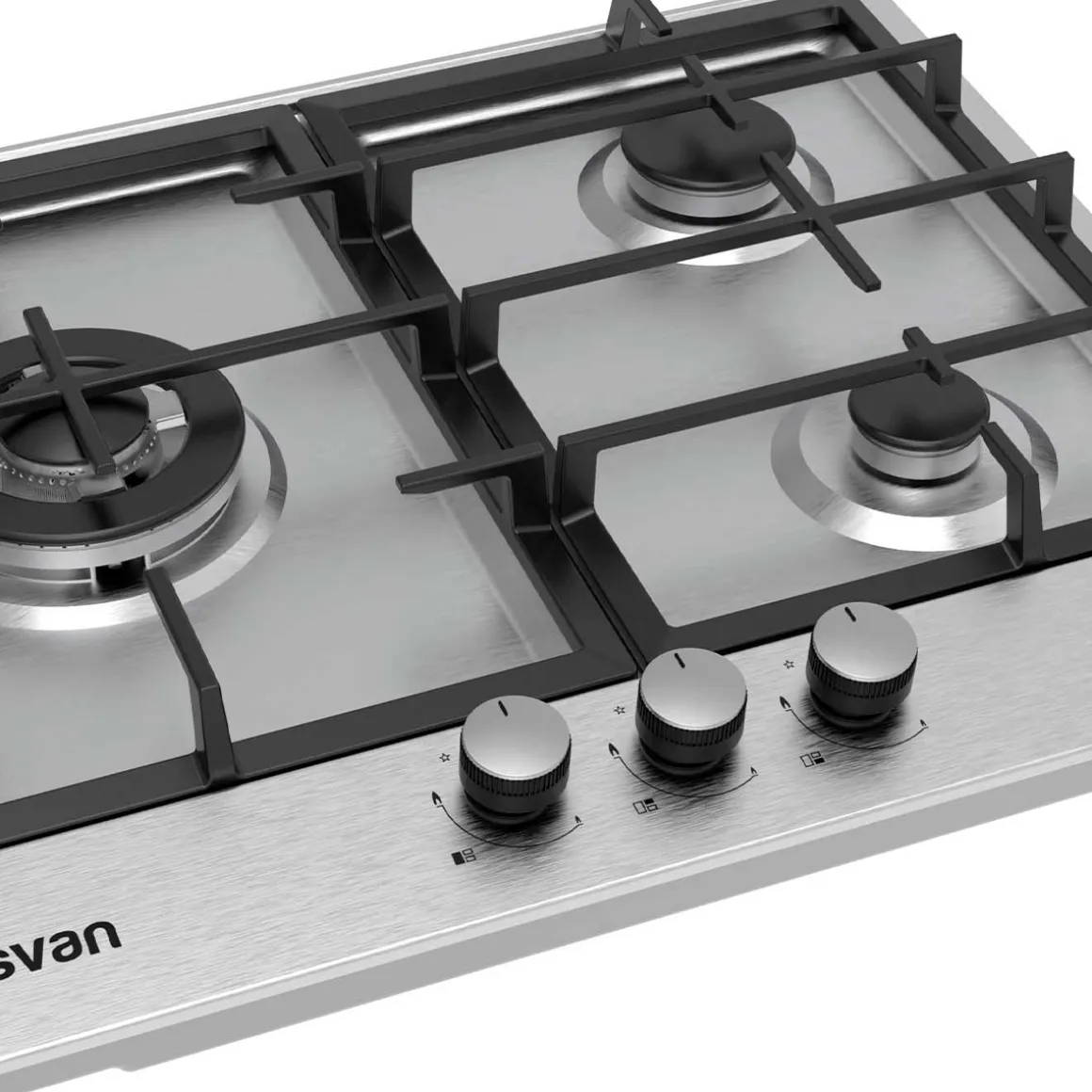 Encimera de gas Svan SGW3600X 3 fuegos 6750W inox 59 cm