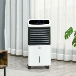 Enfriador de aire Homcom 75W con temporizador+ruedas blanco 81x38x35 cm