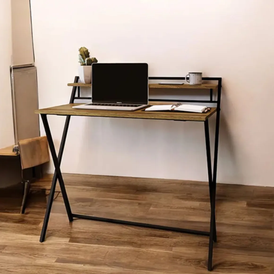 Escritorio Apple diseño plegable marrón/negro 90x93x51 cm