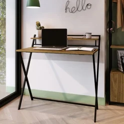 Escritorio Apple diseño plegable marrón/negro 90x93x51 cm