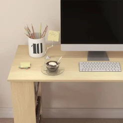 Escritorio Aventa Homcom multiposición 360º blanco/natural 74,5x120x110 cm