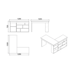 Escritorio Bihar esquinero con estantes natural/blanco 72x115x120 cm