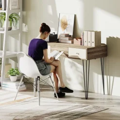 Escritorio Bohemia Homcom 3 cajones natural 75x105x50 cm