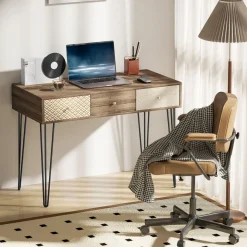 Escritorio Bohemia Homcom 3 cajones natural 75x105x50 cm