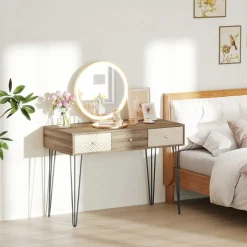 Escritorio Bohemia Homcom 3 cajones natural 75x105x50 cm