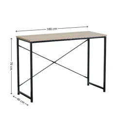 Escritorio Bruma estructura metálica negro/natural 70x120x60 cm