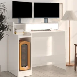 Escritorio Campoamor luz LED con estantes 90x97x45 cm