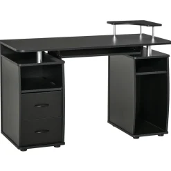 Escritorio Capricornio Homcom 2 cajones + bandeja + soportes 85x120x55 cm