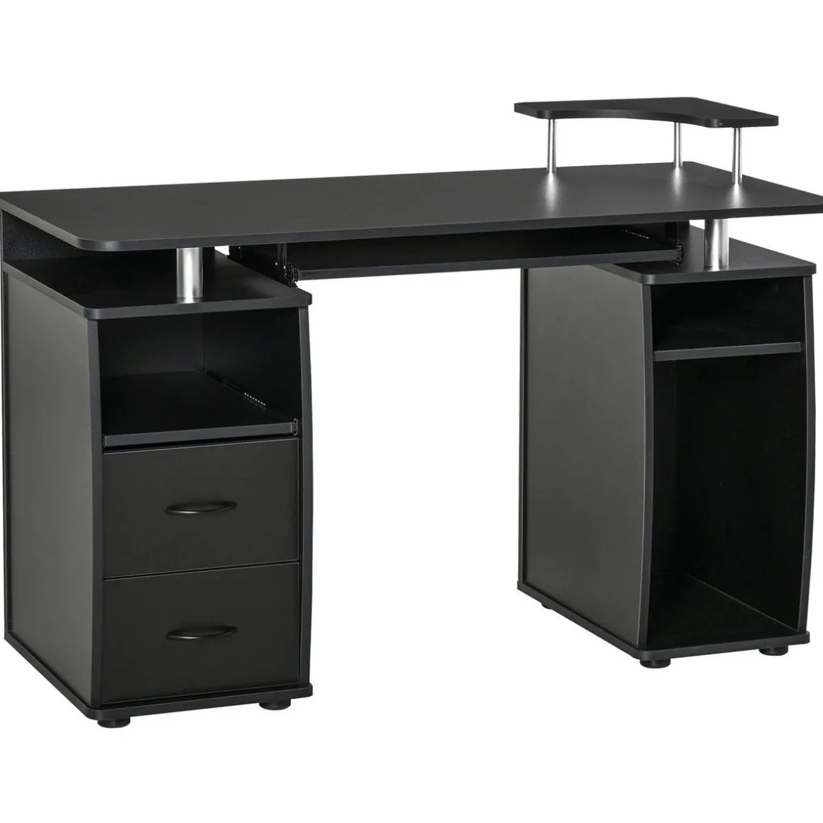 Escritorio Capricornio Homcom 2 cajones + bandeja + soportes 85x120x55 cm