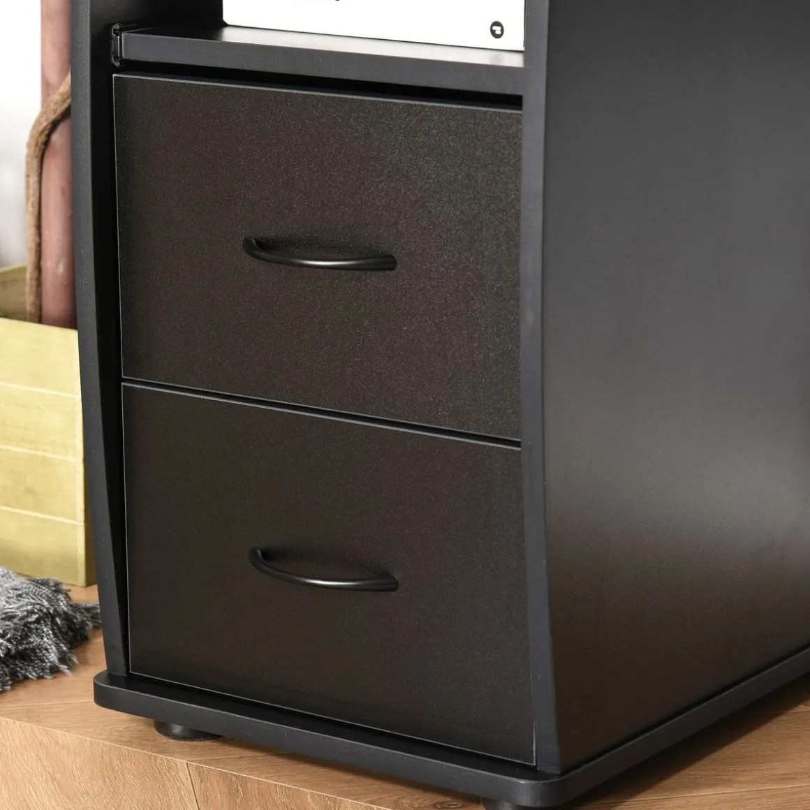 Escritorio Capricornio Homcom 2 cajones + bandeja + soportes 85x120x55 cm