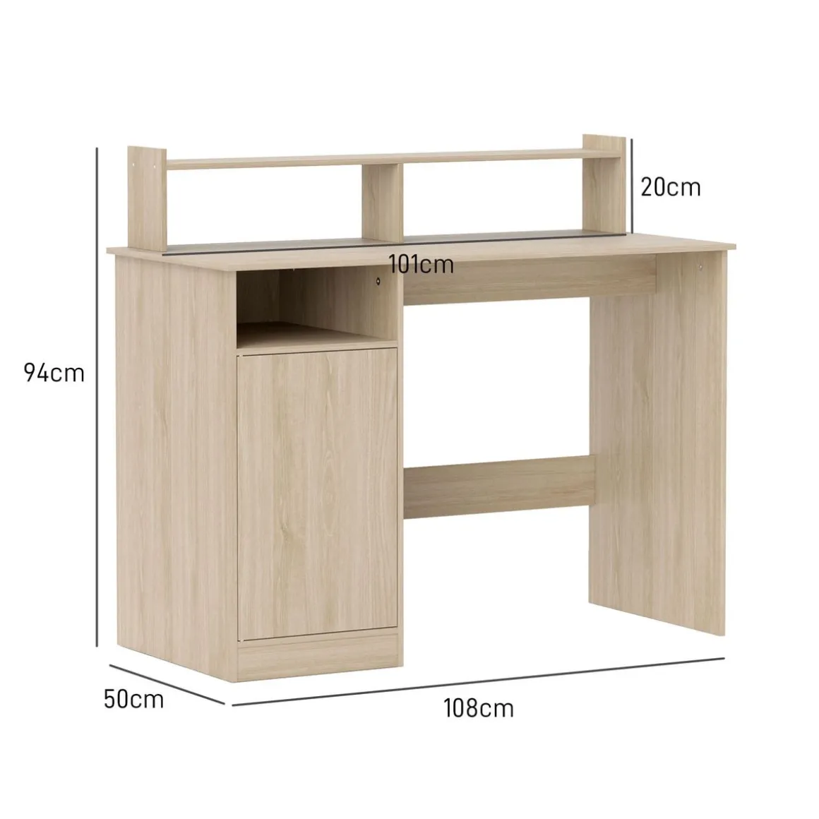 Escritorio Celeste Homcom soporte para monitor + armario 94x108x50 cm