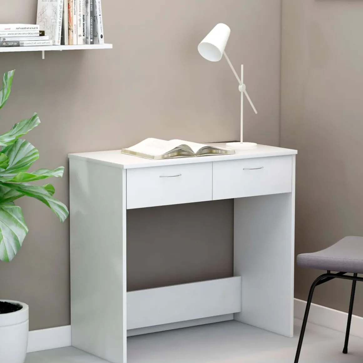 Escritorio de madera 2 cajones blanco 75x80x40 cm