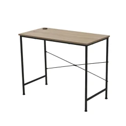 Escritorio Deck orificio pasacables negro/natural 72x90x45 cm
