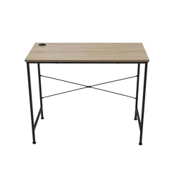 Escritorio Deck orificio pasacables negro/natural 72x90x45 cm