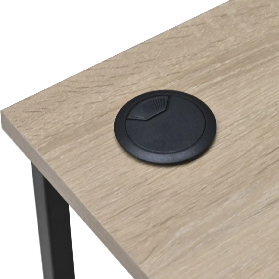 Escritorio Deck orificio pasacables negro/natural 72x90x45 cm