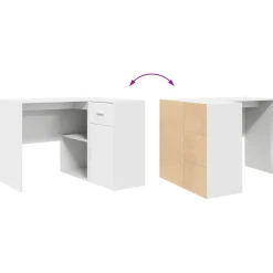 Escritorio Dijon esquinero 1 armario + 1 cajón + 2 compartimentos blanco 75x102x50 cm