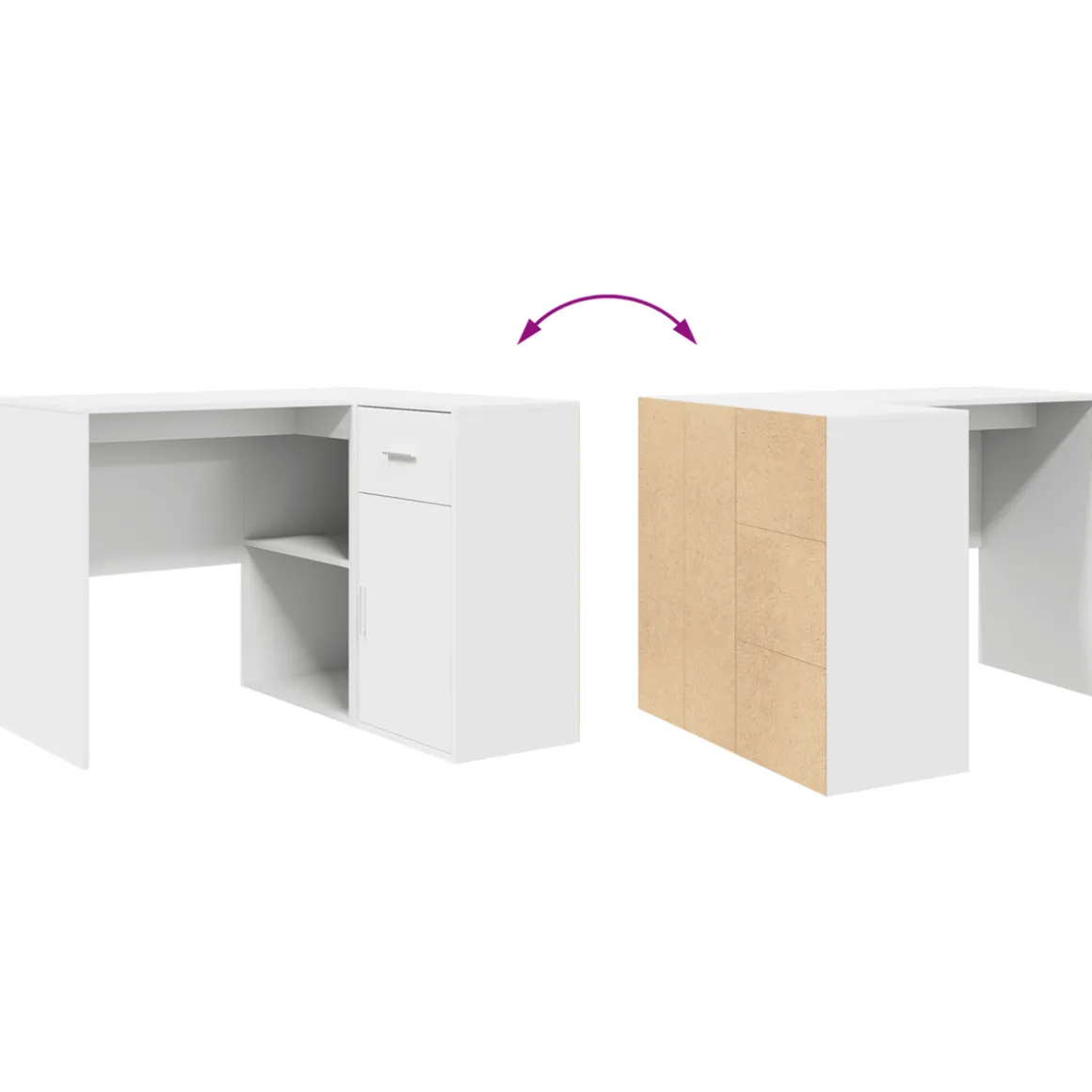Escritorio Dijon esquinero 1 armario + 1 cajón + 2 compartimentos blanco 75x102x50 cm