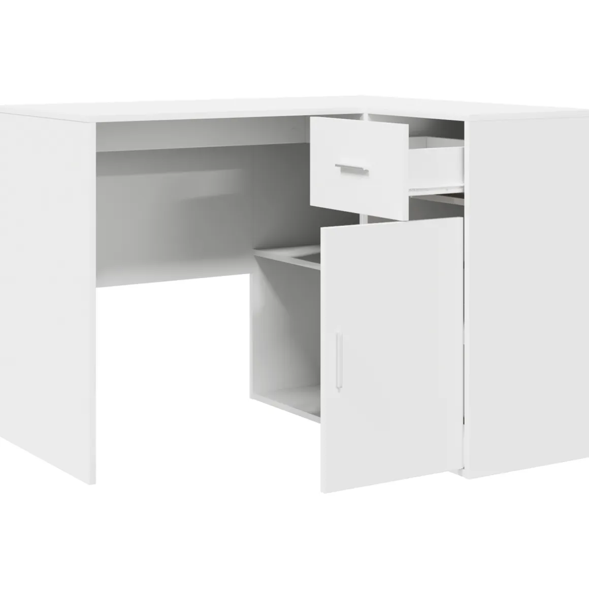 Escritorio Dijon esquinero 1 armario + 1 cajón + 2 compartimentos blanco 75x102x50 cm