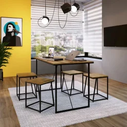 Escritorio Fren diseño fijo negro/roble 75x135x72 cm