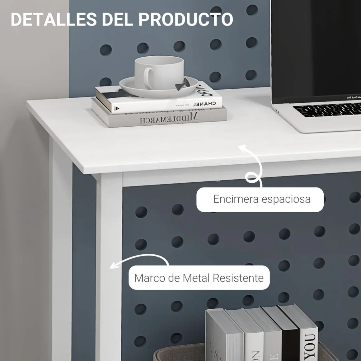 Escritorio Fresa Homcom diseño fijo blanco 76x120x60 cm