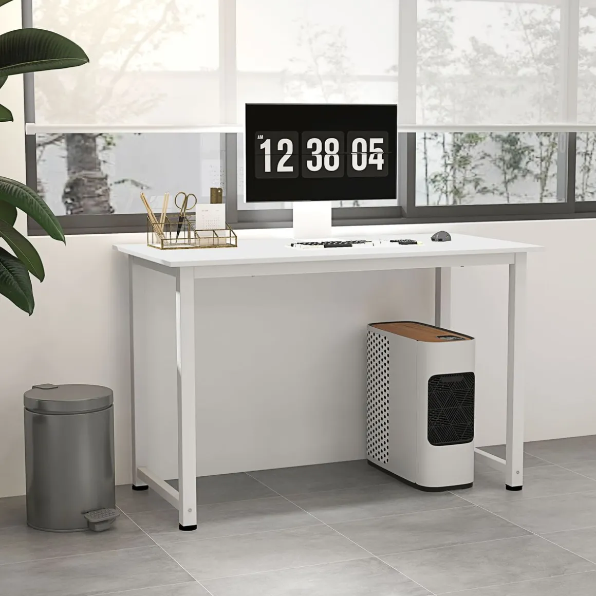 Escritorio Fresa Homcom diseño fijo blanco 76x120x60 cm